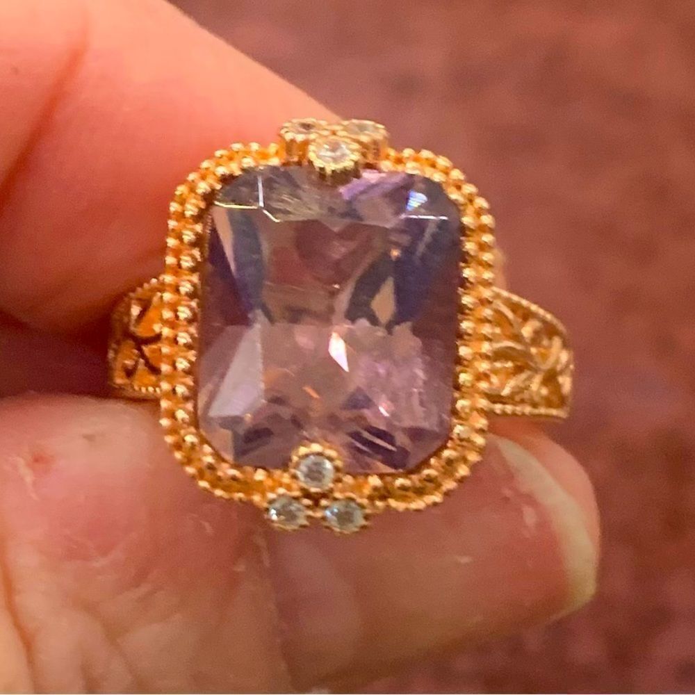 Antique setting in Rose gold over . . Size 7 . Blush zircon